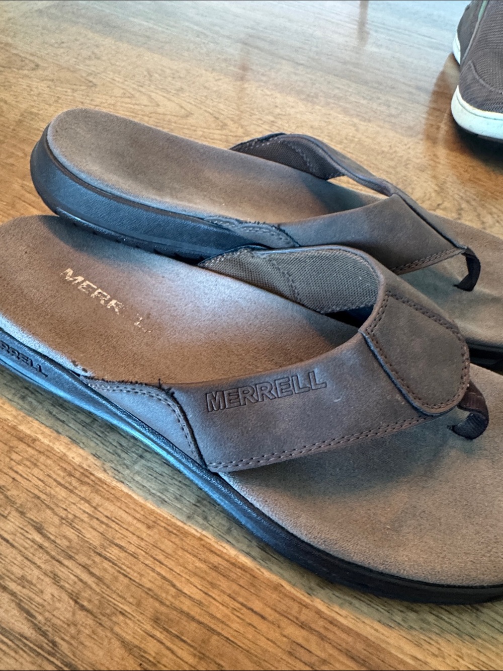Merrell Men's Dark Brown Suede Flip-Flop Sandals